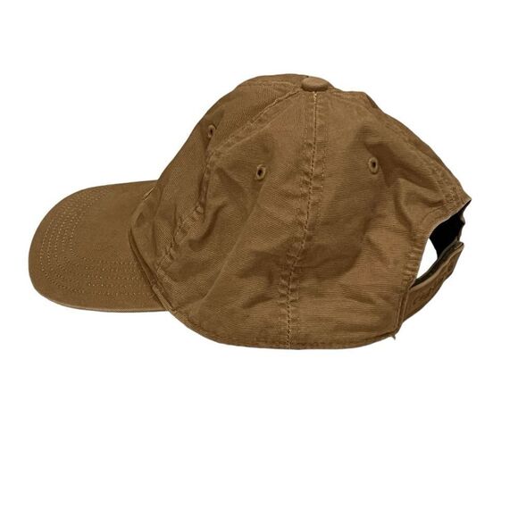 Carhartt Canvas Tan Baseball Cap Vegan Leather Logo Patch - Picture 4 of 7